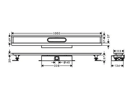 Kit d'installation caniveau de douche 100 cm installation à plat HANSGROHE uBox
