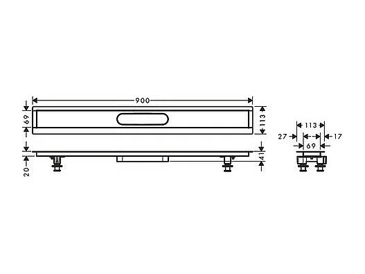 Kit d'installation caniveau de douche encastré à carreler 90 cm HANSGROHE RainDrain