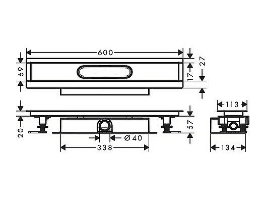 Kit d'installation caniveau de douche 60 cm installation à plat HANSGROHE uBox