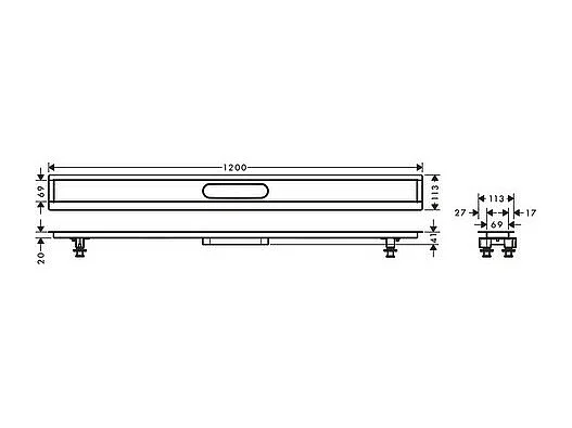Kit d'installation caniveau de douche encastré à carreler 120 cm HANSGROHE RainDrain