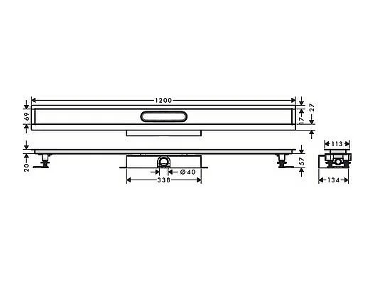 Kit d'installation caniveau de douche 120 cm installation à plat HANSGROHE uBox