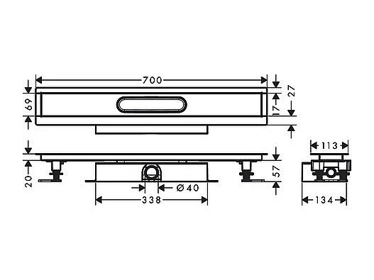 Kit d'installation caniveau de douche 70 cm installation à plat HANSGROHE uBox