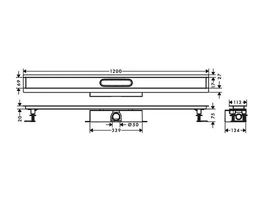 Kit d'installation caniveau de douche 120 cm installation standard HANSGROHE uBox