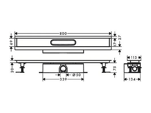 Kit d'installation caniveau de douche 80 cm installation standard HANSGROHE uBox