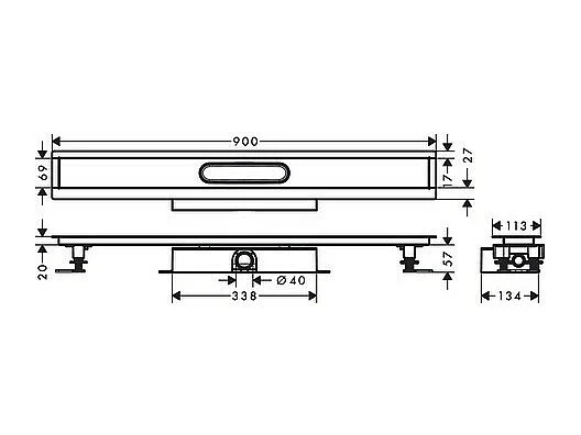 Kit d'installation caniveau de douche 90 cm installation à plat HANSGROHE uBox