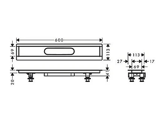 Kit d'installation caniveau de douche encastré à carreler 60 cm HANSGROHE RainDrain
