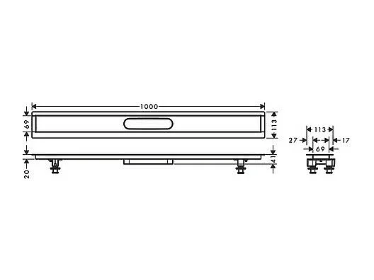 Kit d'installation caniveau de douche encastré à carreler 100 cm HANSGROHE RainDrain