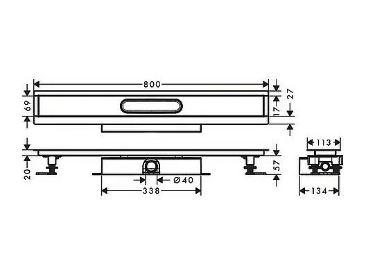 Kit instalación canal ducha 80 cm instalación plana HANSGROHE uBox