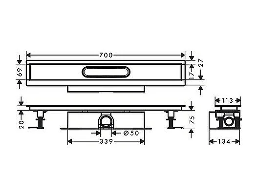 Kit d'installation caniveau de douche 70 cm installation standard HANSGROHE uBox