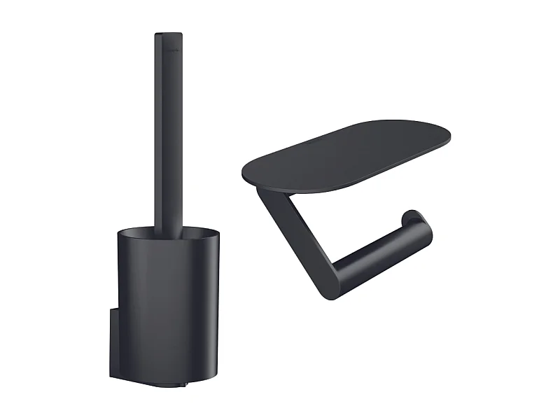 Porte-brosse WC mural et porte-papier WC avec tablette HANSGROHE WallStories noir mat