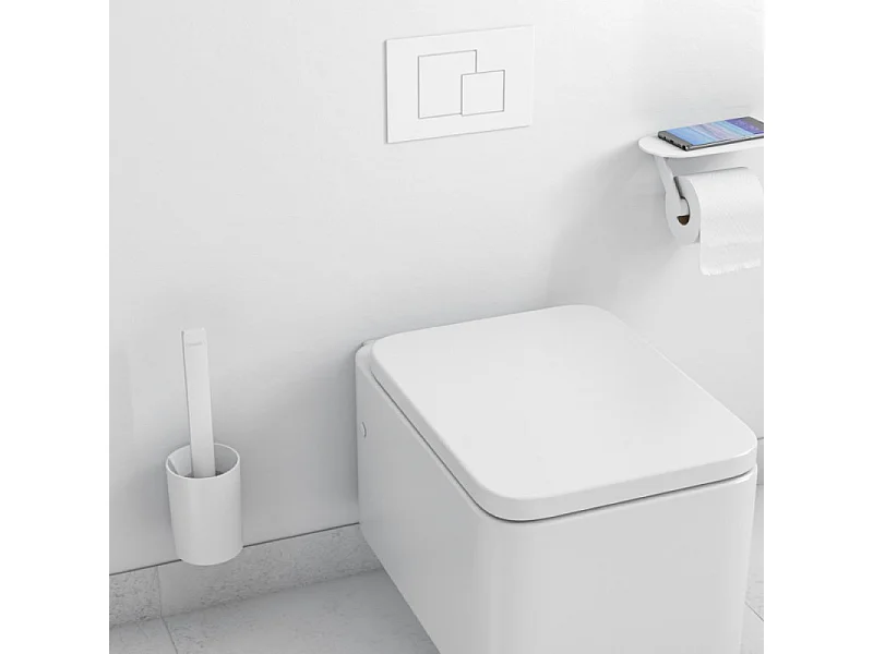 Porte-brosse WC mural et porte-papier WC avec tablette HANSGROHE WallStories blanc mat