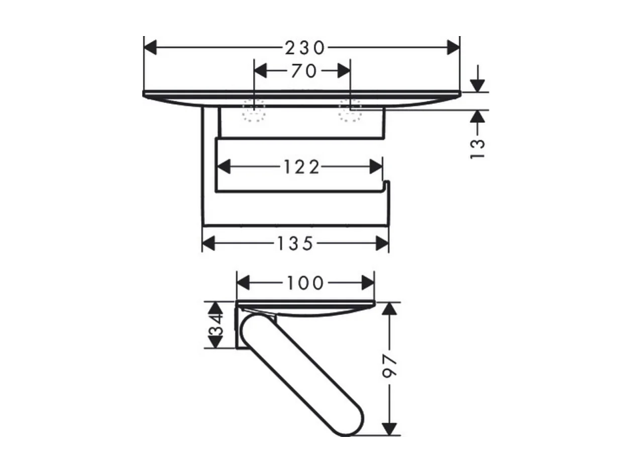 Porte-brosse WC mural et porte-papier WC avec tablette HANSGROHE WallStories blanc mat