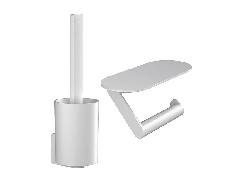 Porte-brosse WC mural et porte-papier WC avec tablette HANSGROHE WallStories blanc mat