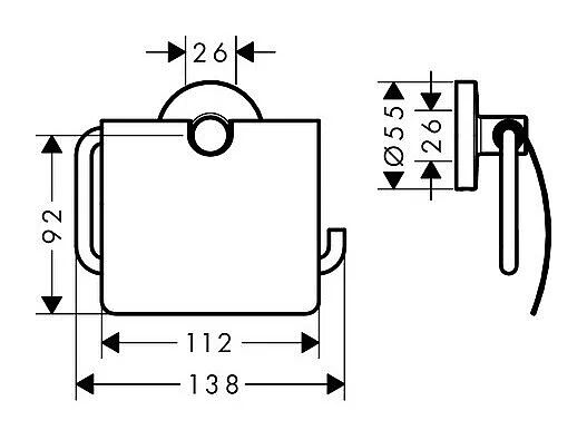 Porte-papier avec couvercle WC HANSGROHE Logis Universal Chromé