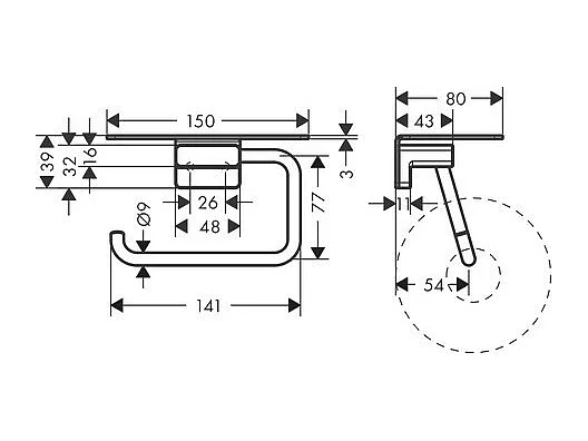 HANSGROHE Portarrollos con estante cromado AddStoris