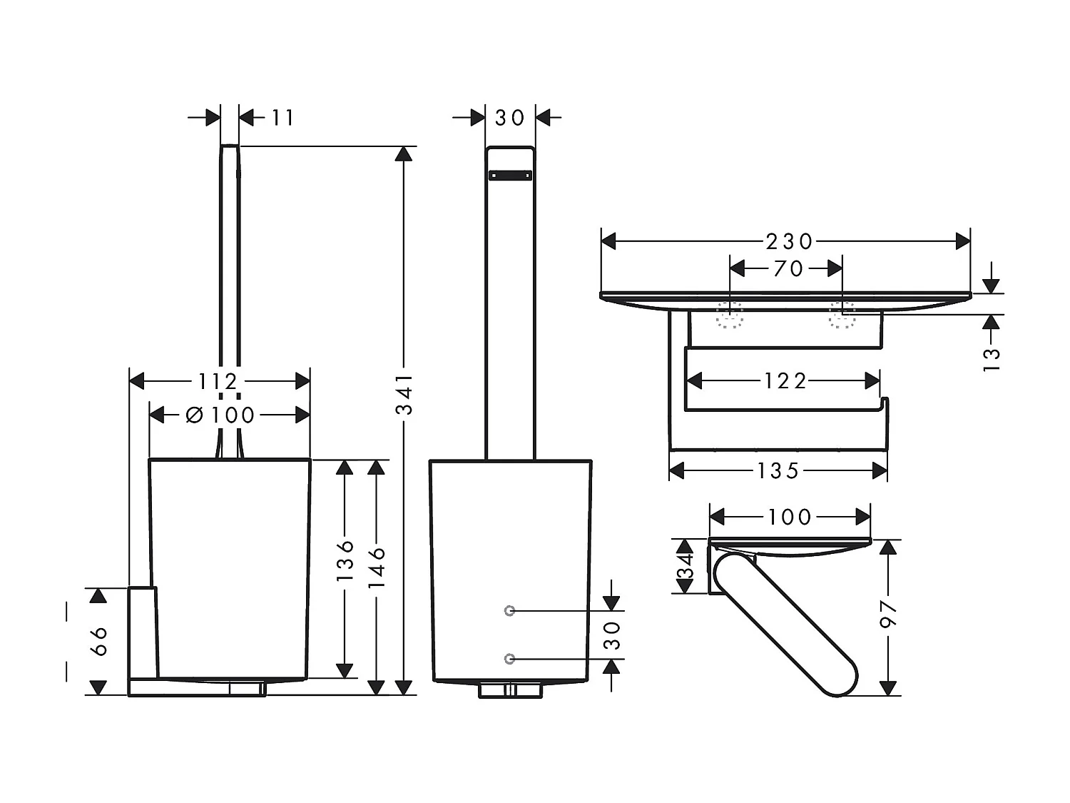HANSGROHE Ensemble d'accessoires pour les toilettes blanc mat WallStoris