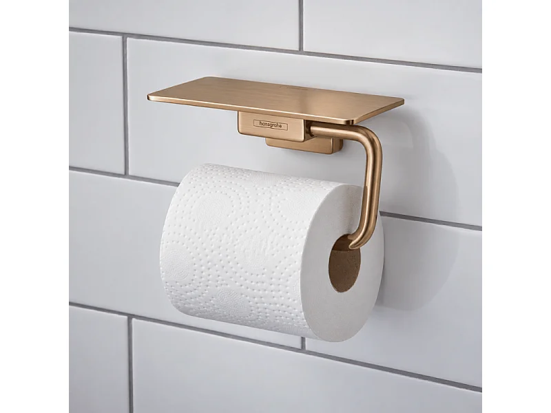 Portarrollos de papel higiénico HANSGROHE AddStoris Q con estante bronce cepillado