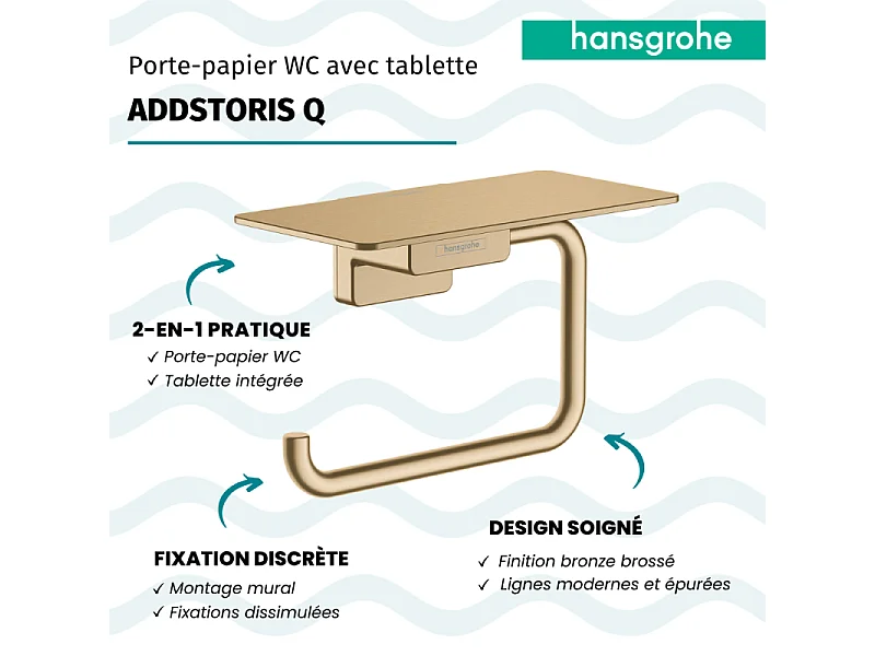 Portarrollos de papel higiénico HANSGROHE AddStoris Q con estante bronce cepillado