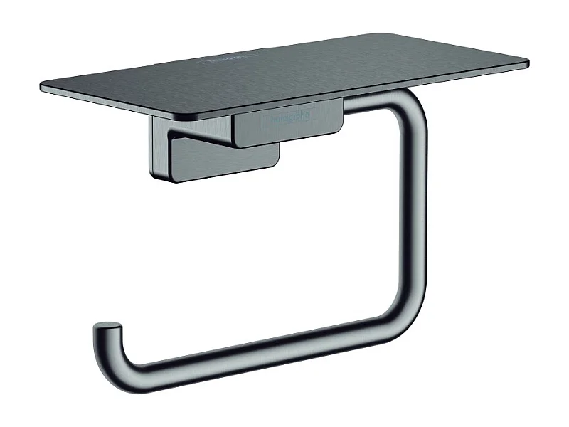 HANSGROHE Porte-papier WC avec tablette noir chromé brossé AddStoris