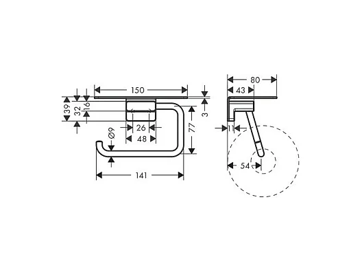 HANSGROHE Portarrollos con estante negro cromo cepillado AddStoris