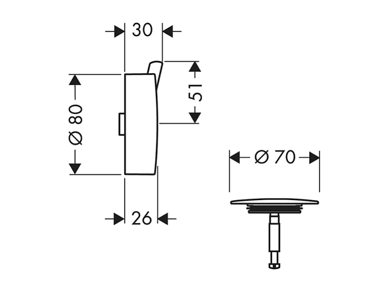 Set de finition vidage baignoire HANSGROHE Flexaplus S chromé