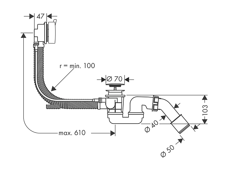 HANSGROHE Flexaplus S desagüe para bañera cromado