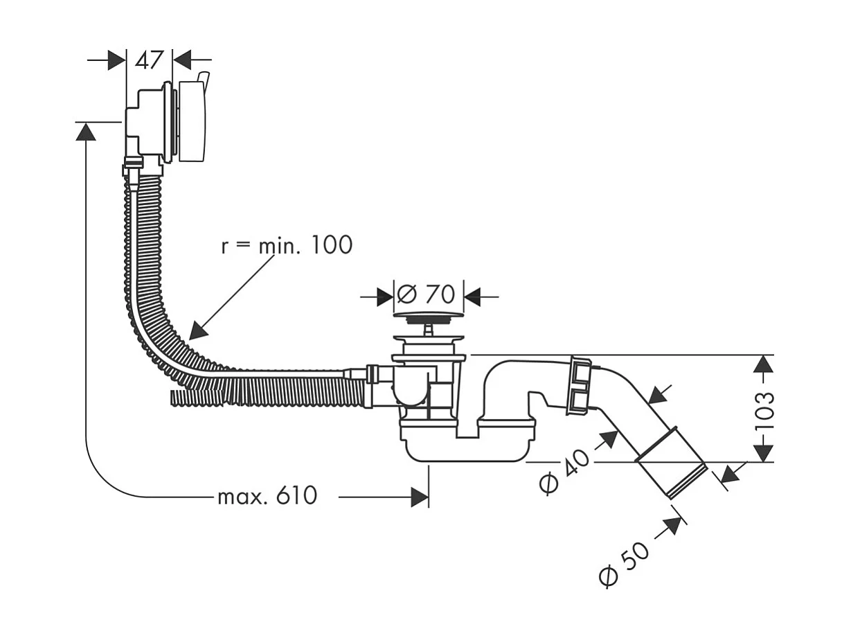 HANSGROHE Flexaplus S desagüe para bañera cromado