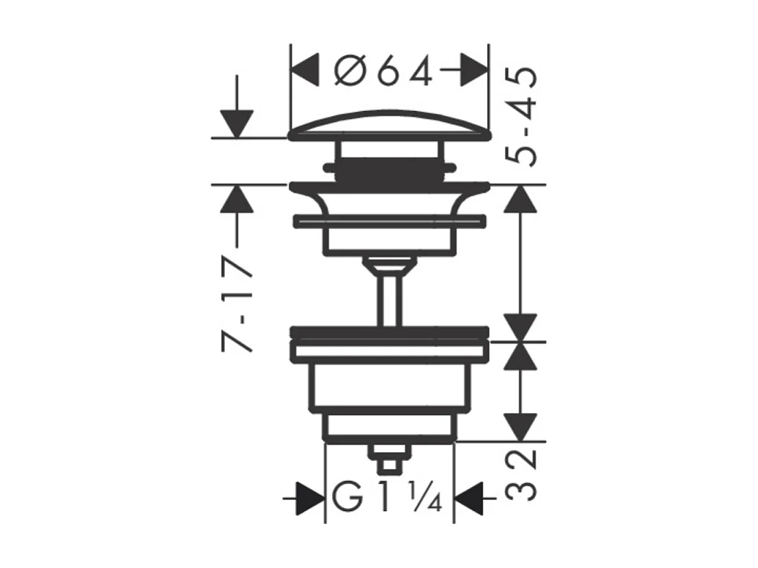 Bonde lavabo Push-open HANSGROHE chromé