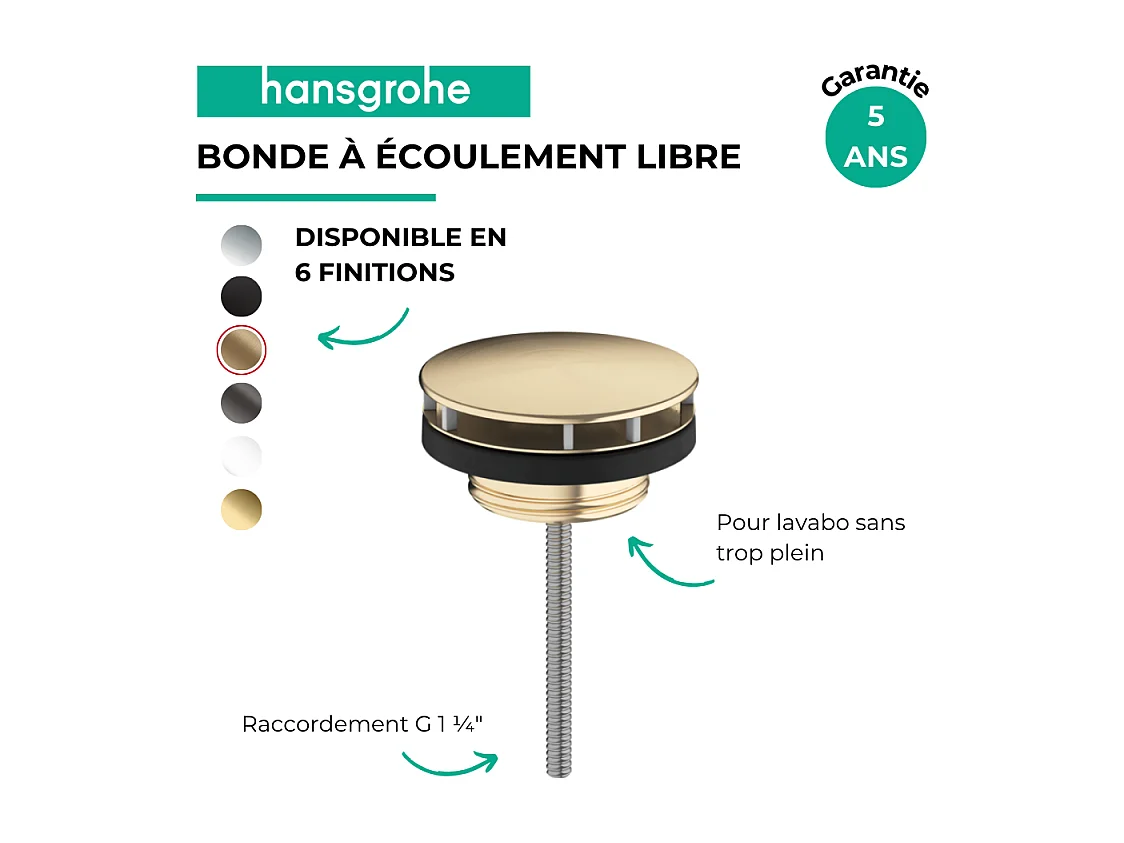 Bonde lavabo à écoulement libre HANSGROHE bronze brossé
