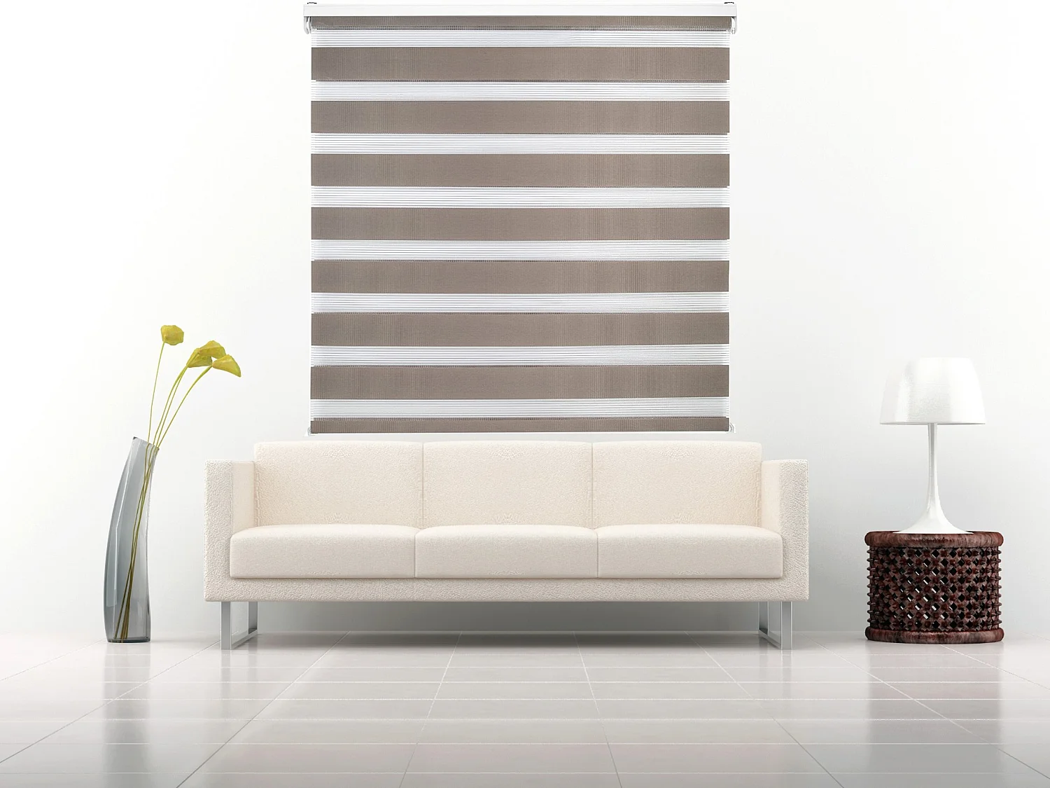 ESTORALIS | Estor Enrollable NOCHE y DIA | 170 x 255 cm (Ancho por Alto) Tamaño de Tela 167 x 250 cm | Modelo SHAE Color Tabaco