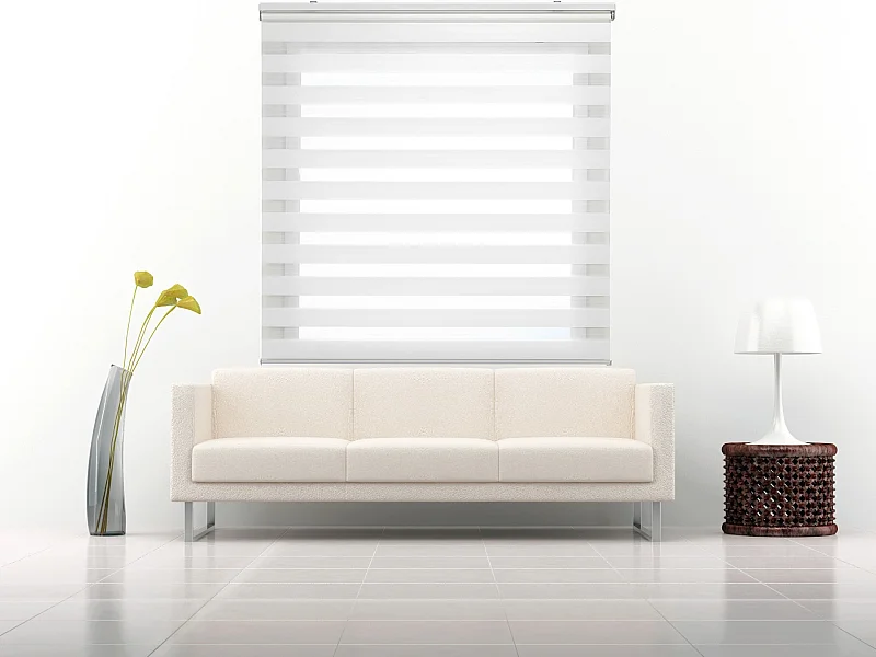 ESTORALIS | Estor Enrollable NOCHE y DIA | 145 x 180 cm (Ancho por Alto) Tamaño de Tela 142 x 175 cm | Modelo SHAE Color Blanco Roto