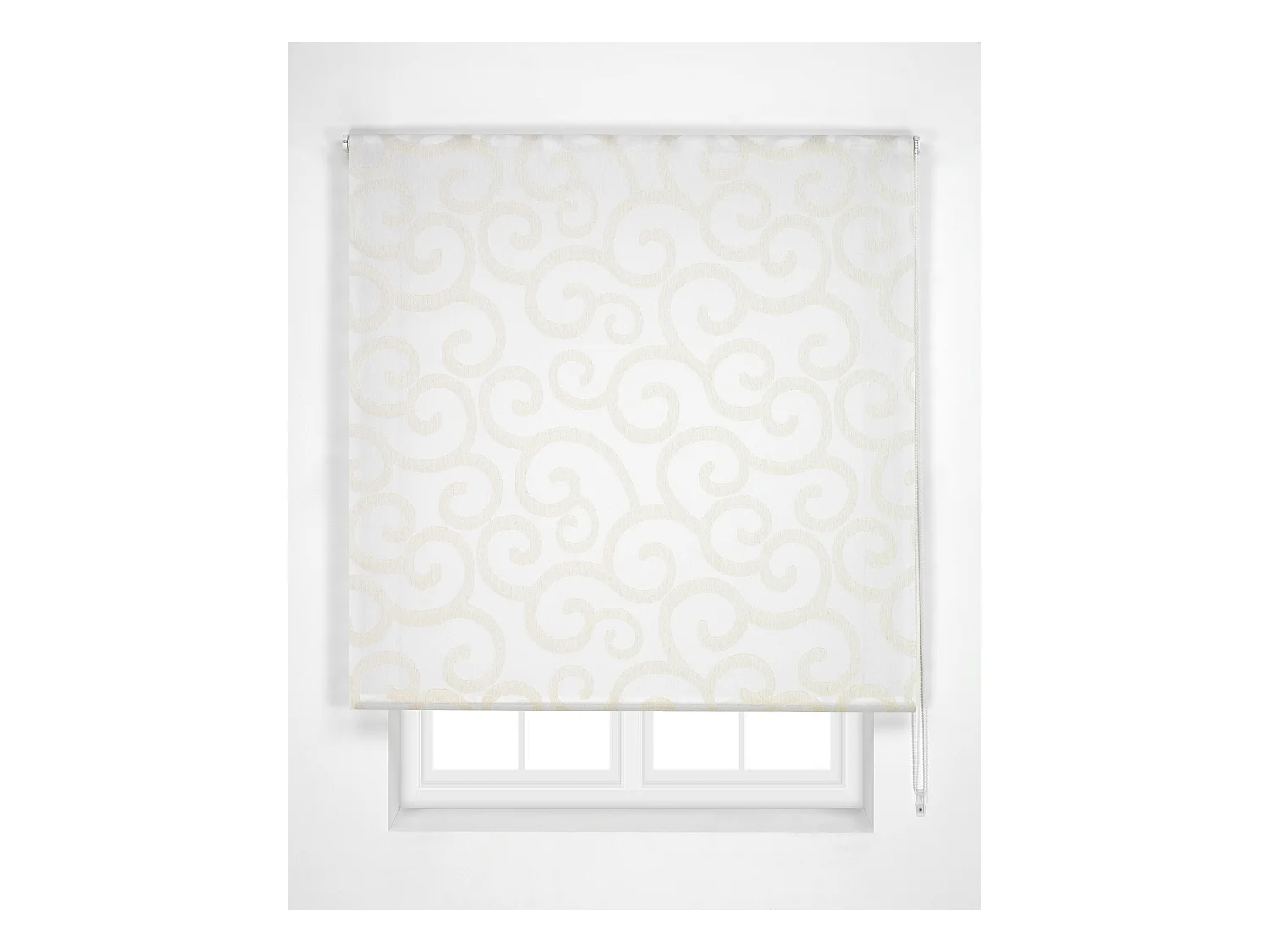 ESTORALIS | Estor Enrollable Translúcido de Visillo | 170 x 255 cm (Ancho por Alto) Tamaño de Tela 167 x 250 cm | Modelo ORNELLA Color Blanco/Beige
