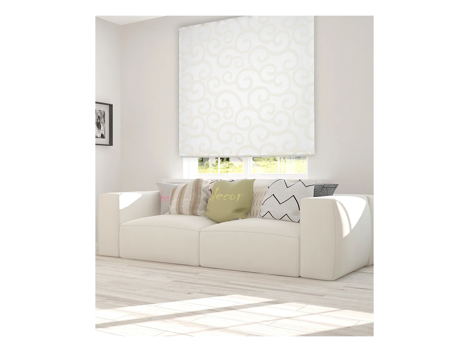 ESTORALIS | Estor Enrollable Translúcido de Visillo | 170 x 255 cm (Ancho por Alto) Tamaño de Tela 167 x 250 cm | Modelo ORNELLA Color Blanco/Beige