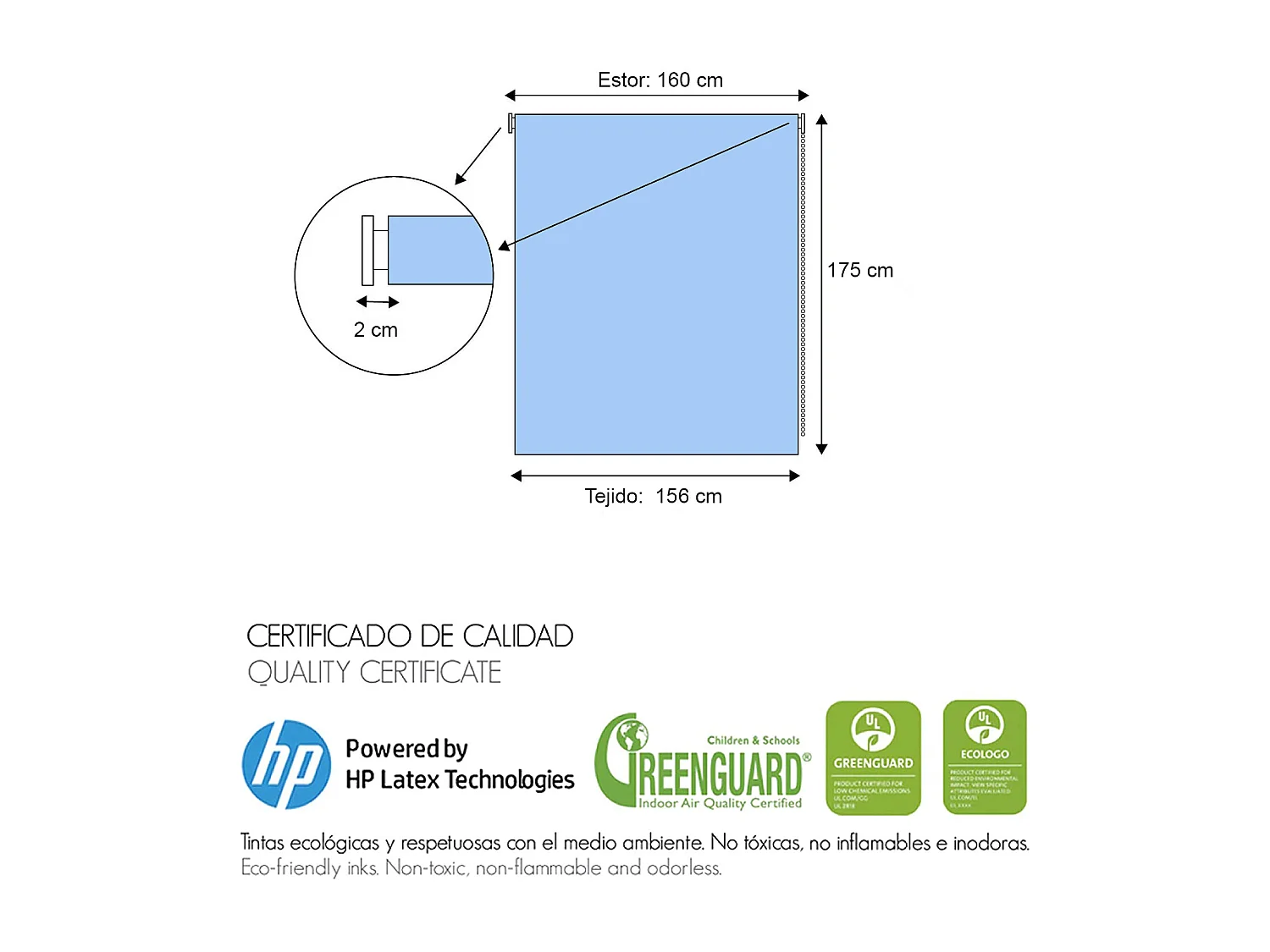 ESTORALIS | Estores Personalizados TEXTURAS | 160 x 180 cm (Ancho por Alto) Tamaño de Tela 157 x 175 cm | Modelo T-4067 Color Unico