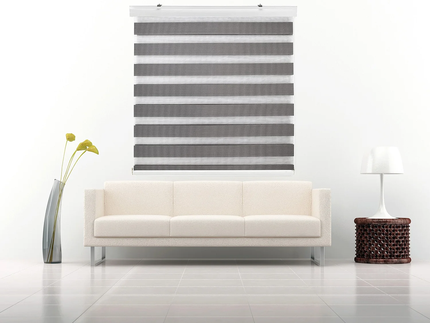 ESTORALIS | Estor Enrollable NOCHE y DIA | 125 x 255 cm (Ancho por Alto) Tamaño de Tela 122 x 250 cm | Modelo SANSA Color Antracita