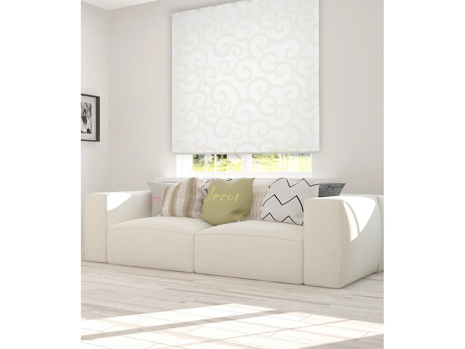 ESTORALIS | Estor Enrollable Translúcido de Visillo | 110 x 255 cm (Ancho por Alto) Tamaño de Tela 107 x 250 cm | Modelo ORNELLA Color Blanco/Beige