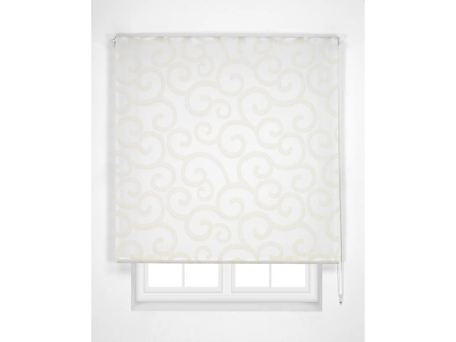 ESTORALIS | Estor Enrollable Translúcido de Visillo | 110 x 255 cm (Ancho por Alto) Tamaño de Tela 107 x 250 cm | Modelo ORNELLA Color Blanco/Beige