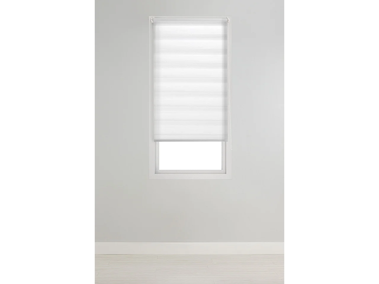 ESTORALIS | Estor Enrollable Noche y Día Easyfix  | 55 x 150 cm (Ancho por Alto) Tamaño de Tela 52 x 150 cm | Modelo VERAL Color Blanco Roto