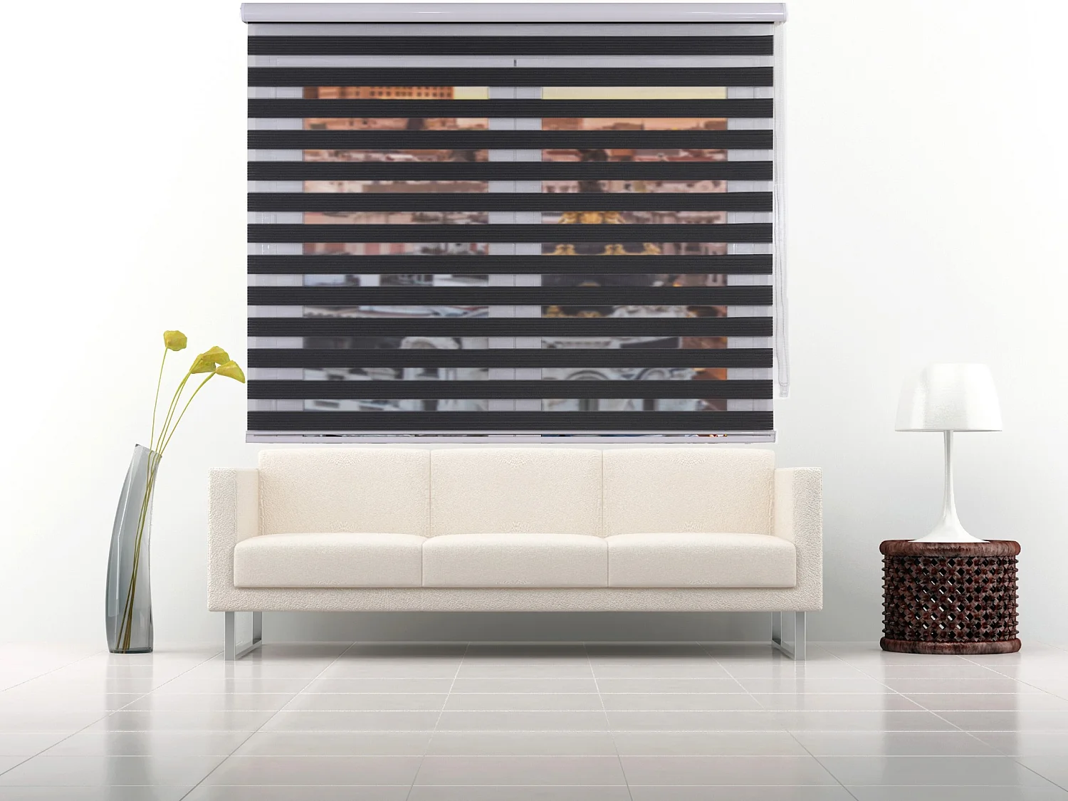 ESTORALIS | Estor Enrollable NOCHE y DIA | 140 x 255 cm (Ancho por Alto) Tamaño de Tela 137 x 250 cm | Modelo SAMWELL Color Antracita