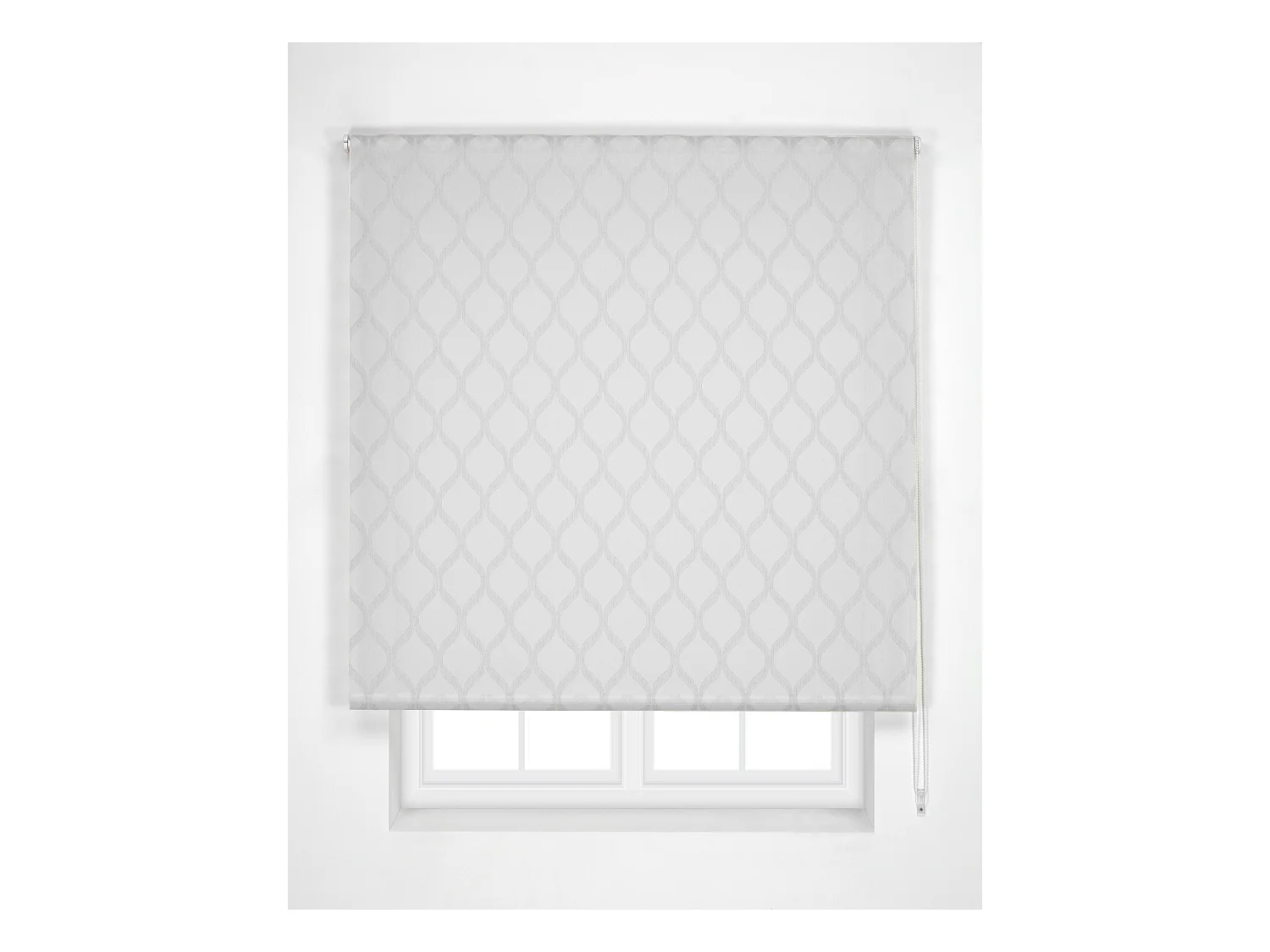 ESTORALIS | Estor Enrollable Translúcido de Visillo | 110 x 255 cm (Ancho por Alto) Tamaño de Tela 107 x 250 cm | Modelo DAVOS Color Blanco/Gris