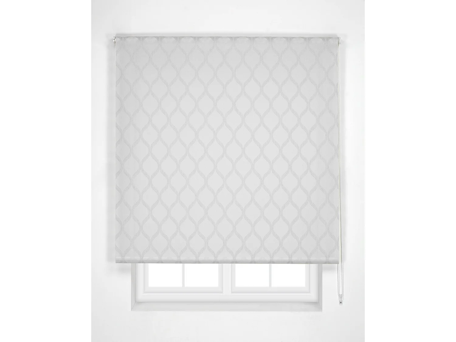 ESTORALIS | Estor Enrollable Translúcido de Visillo | 110 x 255 cm (Ancho por Alto) Tamaño de Tela 107 x 250 cm | Modelo DAVOS Color Blanco/Gris