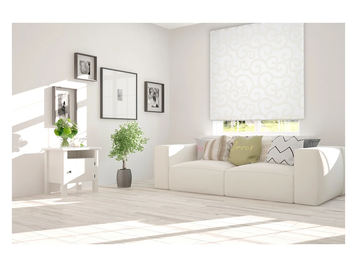 ESTORALIS | Estor Enrollable Translúcido de Visillo | 90 x 255 cm (Ancho por Alto) Tamaño de Tela 87 x 250 cm | Modelo ORNELLA Color Blanco/Beige