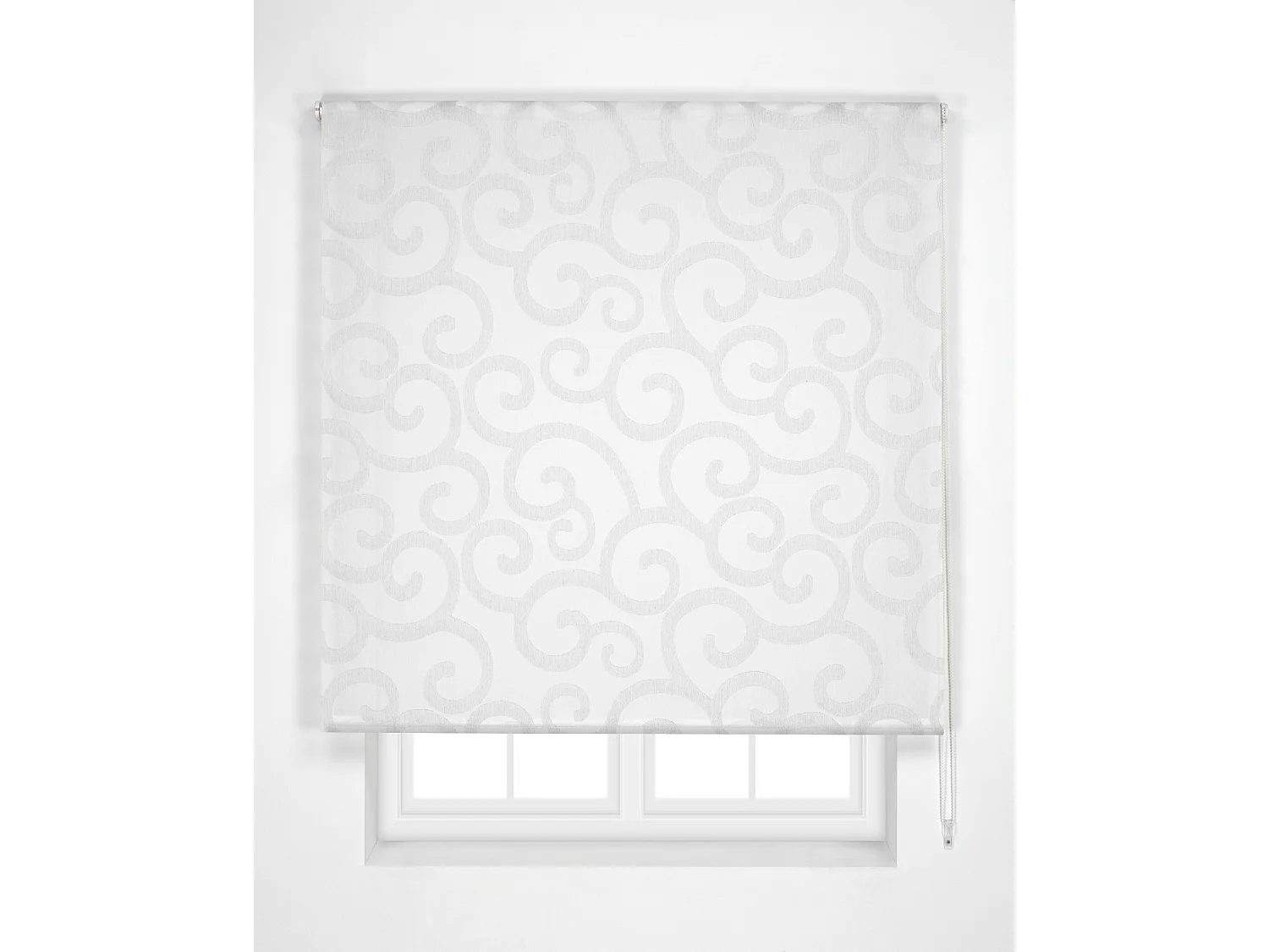 ESTORALIS | Estor Enrollable Translúcido de Visillo | 150 x 255 cm (Ancho por Alto) Tamaño de Tela 147 x 250 cm | Modelo ORNELLA Color Blanco/Gris