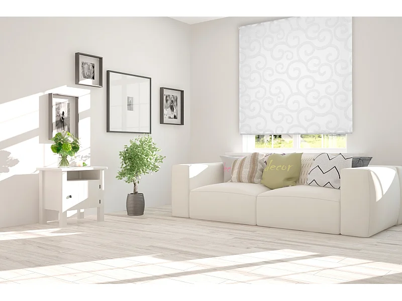 ESTORALIS | Estor Enrollable Translúcido de Visillo | 150 x 255 cm (Ancho por Alto) Tamaño de Tela 147 x 250 cm | Modelo ORNELLA Color Blanco/Gris