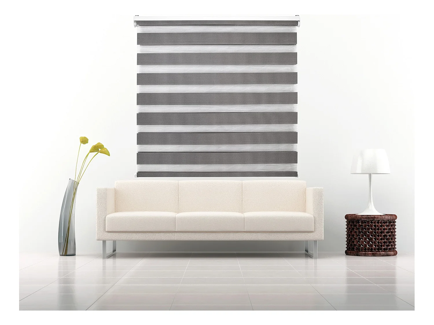ESTORALIS | Estor Enrollable NOCHE y DIA | 125 x 180 cm (Ancho por Alto) Tamaño de Tela 122 x 175 cm | Modelo SHAE Color Antracita