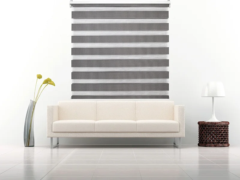 ESTORALIS | Estor Enrollable NOCHE y DIA | 125 x 180 cm (Ancho por Alto) Tamaño de Tela 122 x 175 cm | Modelo SHAE Color Antracita