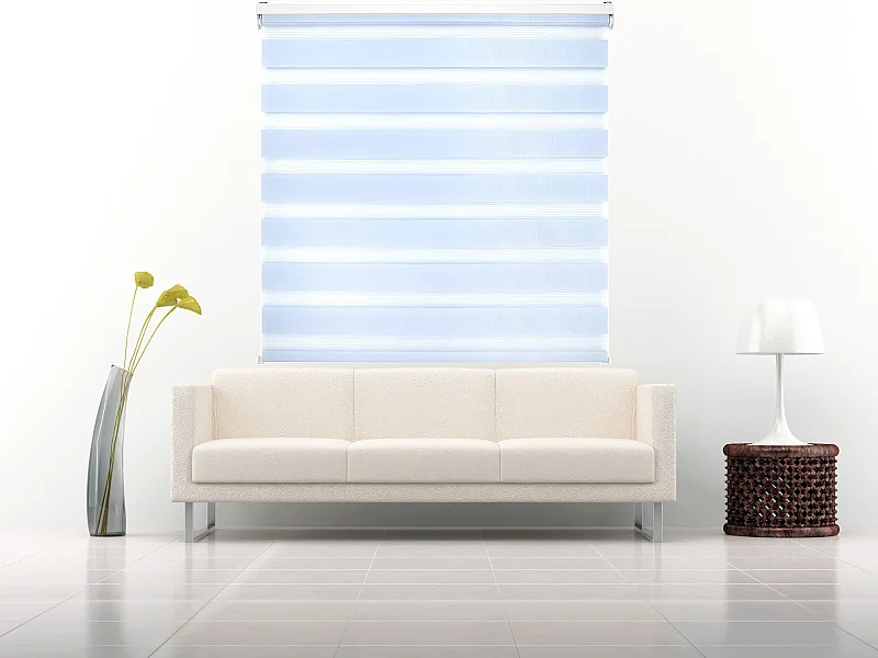 ESTORALIS | Estor Enrollable NOCHE y DIA | 170 x 255 cm (Ancho por Alto) Tamaño de Tela 167 x 250 cm | Modelo SHAE Color Celeste