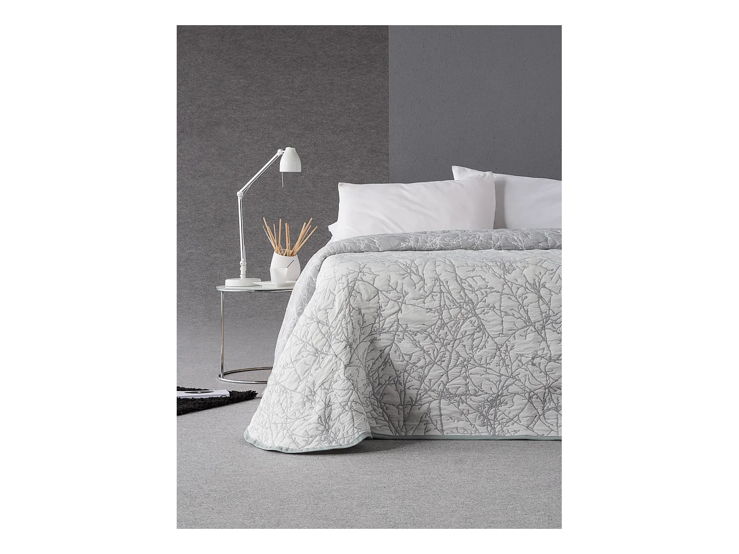 ESTORALIS | Colcha Tejido Jacquard | Colcha buena para todas las Estaciones | Para Cama 135 cm. ( 235x270 cm. AnchoxAlto ) | Modelo TOPACIO Color Gris