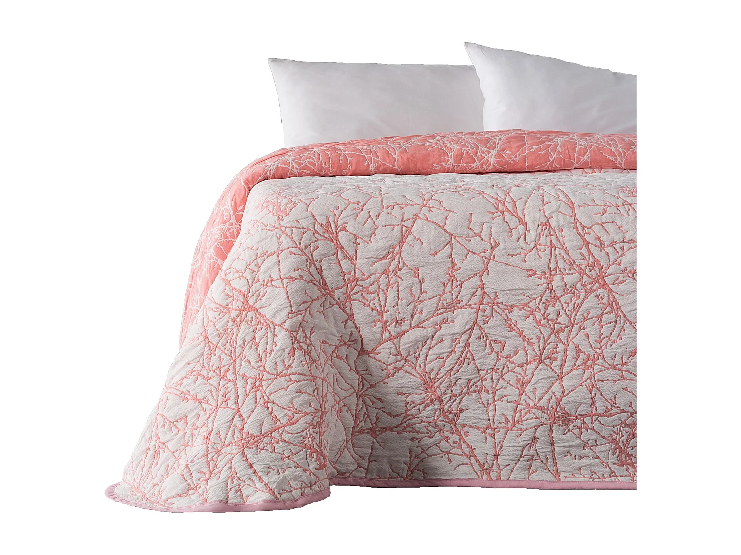 ESTORALIS | Colcha Tejido Jacquard | Colcha buena para todas las Estaciones | Para Cama 90 cm. (190x270 cm. AnchoxAlto ) | Modelo TOPACIO Color Coral