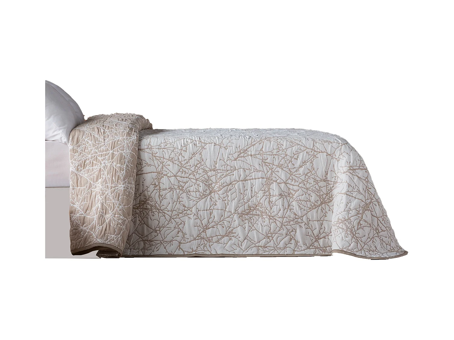 ESTORALIS | Colcha Tejido Jacquard | Colcha buena para todas las Estaciones | Para Cama 135 cm. ( 235x270 cm. AnchoxAlto ) | Modelo TOPACIO Color Beige